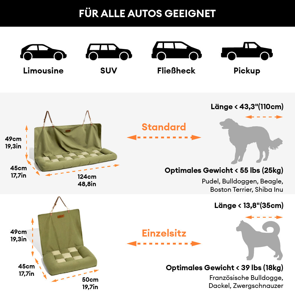 Reise Rückenkissen Sicherheit Rücksitz großes Hund Auto Sitzbett - Roadtrip