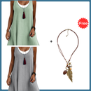 ⏰Último dia de promoção: 50% de desconto💃Vestido casual feminino sem mangas, de corte largo, com efeito de duas peças