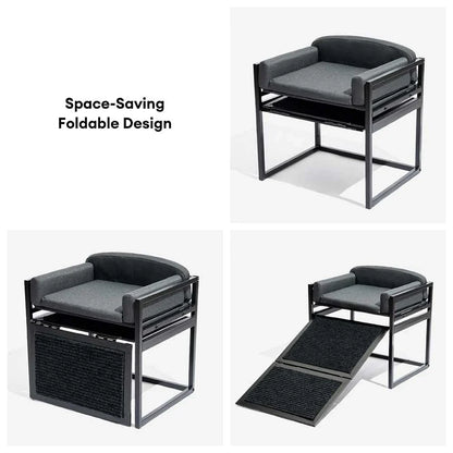 Erhöhtes Haustier-Schlafsofa mit Treppe für das Bett oder Hundefensterplatz - Haustierfreundliches Schlafzimmer