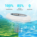 Desinfetante de iões de cobre e prata alimentado a energia solar, reduz o cloro em até 85%, inibe o crescimento de algas e bactérias, é suave para a pele e os olhos; basta colocá-lo a flutuar na piscina para obter água cristalina🏖️