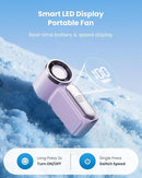 Mini-ventilador portátil com ecrã LED – 👍 Ventilador de bolso turbo com 5 velocidades. ✨ Recarregável por USB, refrigeração de alta velocidade para viagens e maquilhagem. O presente perfeito. Refrigeração portátil