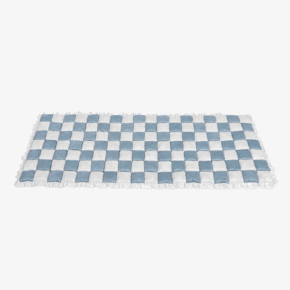 Cremefarbener großer karierten quadratischer fuzzy Haustier Hundematte Bett Ecksofa Couchbezug