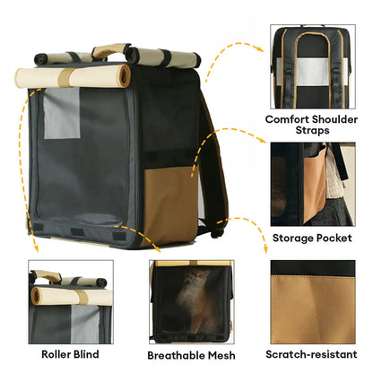 Mehrzweck atmungsaktiver Roll-Up Haustierträger Katzenrucksack