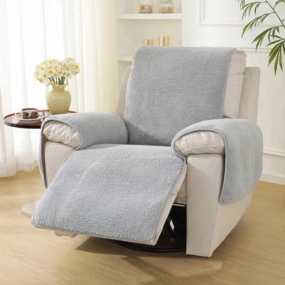 Dickes, flauschiges Faux-Sherpa-Fleece-Sesselbezug mit elastischen Riemen