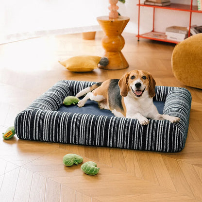 SnugNest Texturierte Streifen Orthopädisches Hundebett für die Hundebox