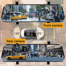 Câmara de marcha-atrás e câmara de bordo de 10 polegadas com ecrã tátil – Visão noturna HD 1296P, lente dupla – ideal para uma condução e estacionamento seguros🚗📹