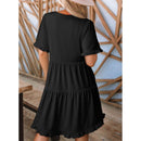 🔥Promoção de Verão 2026: 49% de desconto🌈Vestido feminino casual com decote em V, folhos, corte em A e corte solto