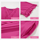 🔥Promoção de Verão 2026: 49% de desconto🌈Vestido feminino casual com decote em V, folhos, corte em A e corte solto