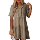 🔥Promoção de Verão 2026: 49% de desconto🌈Vestido feminino casual com decote em V, folhos, corte em A e corte solto