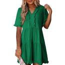 🔥Promoção de Verão 2026: 49% de desconto🌈Vestido feminino casual com decote em V, folhos, corte em A e corte solto