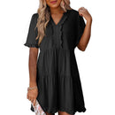 🔥Promoção de Verão 2026: 49% de desconto🌈Vestido feminino casual com decote em V, folhos, corte em A e corte solto