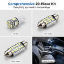 Conjunto de 20 luzes LED universais para o interior do seu carro | Controlo remoto RGB, instalação fácil