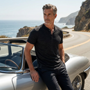 Men's Casual Slim Fit Button Placket Tee