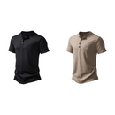 Men's Casual Slim Fit Button Placket Tee