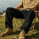 👖 DESCONTO DE 50% POR TEMPO LIMITADO! ✨ Calças cargo de algodão e linho para homem com cordão na cintura – respiráveis, corte descontraído, vários bolsos 🏔️