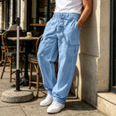 👖 DESCONTO DE 50% POR TEMPO LIMITADO! ✨ Calças cargo de algodão e linho para homem com cordão na cintura – respiráveis, corte descontraído, vários bolsos 🏔️