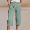 🏖️Summer Hot Sale✨Women's Solid-Color Pleated Cotton-Linen Cropped Pants