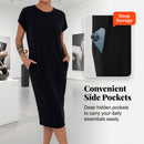 🌸 50% DE DESCONTO AGORA! 🌸Vestido-camiseta para mulher – Macio, com bolsos, comprimento midi descontraído👗