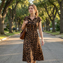 👗🐆Vestido elegante com bainha virada e padrão de leopardo para mulher