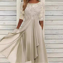 Vestido midi com bordados florais – Esvoaçante e elegante, com decote redondo🌸