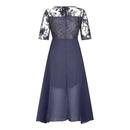 Vestido midi com bordados florais – Esvoaçante e elegante, com decote redondo🌸