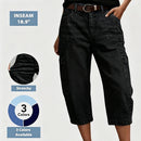 👖 50% OFF | Women's Casual Stretchy Cropped Denim Pants – Relaxed Barrel Fit, Mid-Waist & Multi-Pocket Design, Sizes S–3XL ✨🛒