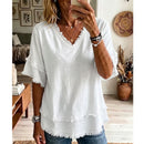 🧥 Camisola casual de manga curta com decote em V para mulher